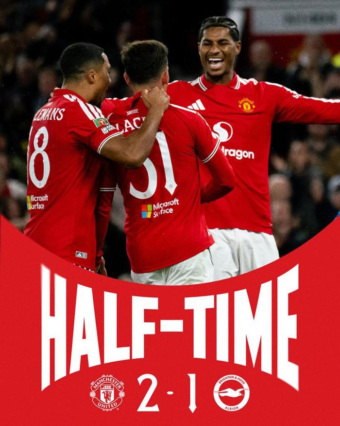 45 phút đầu khép lại với tỷ số 2-1 nghiêng về MU