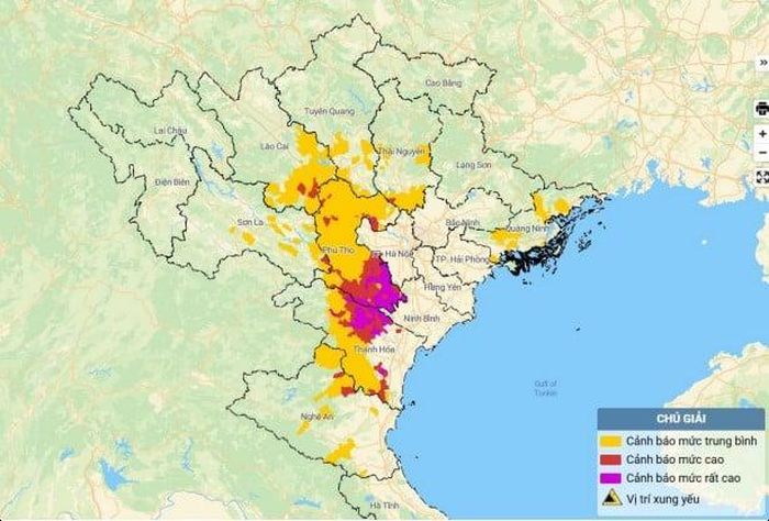 Bản đồ nguy cơ lũ quét, sạt lở đất đá trên các khu vực (Nguồn: TTKTTV)