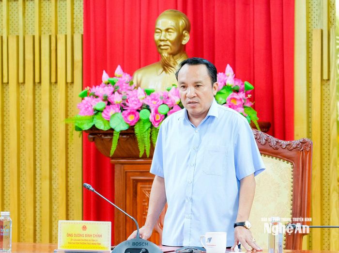 Đồng chí Dương Đình Chỉnh - Ủy viên Ban Thường vụ Tỉnh ủy, Phó Chủ tịch Thường trực HĐND tỉnh, Trưởng Ban Chỉ đạo kết luận hội nghị. Ảnh: Phạm Bằng