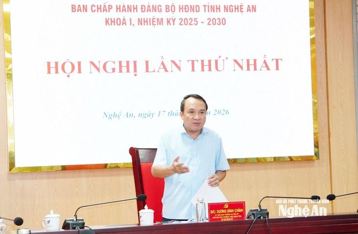 Đồng chí Dương Đình Chỉnh - Ủy viên Ban Thường vụ Tỉnh ủy, Phó Chủ tịch Thường trực, Bí thư Đảng ủy HĐND tỉnh kết luận tại hội nghị. Ảnh: Hoàng Bá
