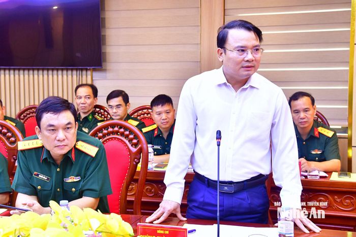 Đồng chí Phùng Thành Vinh - Ủy viên Ban Chấp hành Đảng bộ tỉnh, Phó Chủ tịch UBND tỉnh phát biểu tại buổi kiểm tra. Ảnh: Trọng Kiên