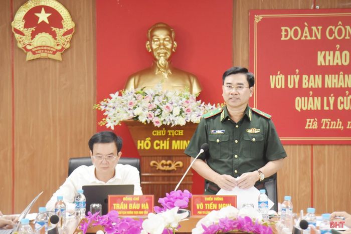 Thiếu tướng Võ Tiến Nghị - Phó Tư lệnh Bộ đội Biên phòng phát biểu.