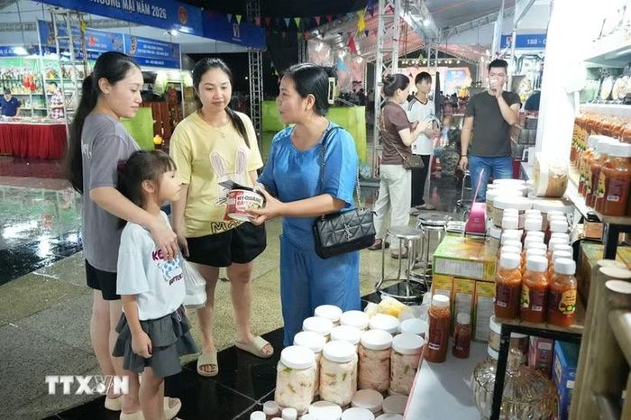 Khách tham quan, mua sắm tại các gian hàng. (Ảnh: Việt Hùng/TTXVN)