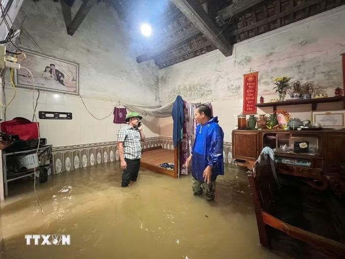 Toàn xã Nông Cống có 278 hộ thực hiện sơ tán tại chỗ. (Ảnh: TTXVN phát)