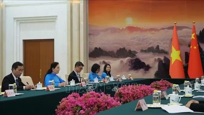 Đồng chí Lê Thị Thủy, Chủ tịch Hội Liên hiệp Phụ nữ Việt Nam mong muốn mở rộng giao lưu giữa phụ nữ trẻ, nữ trí thức, nữ doanh nhân và các tổ chức phụ nữ của hai bên. Ảnh: Quang Hưng/PV TTXVN tại Trung Quốc