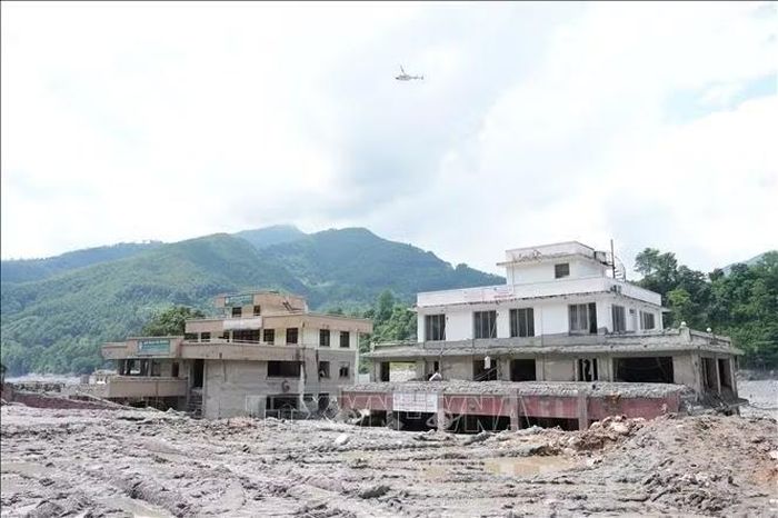 Khu vực bị tàn phá do lũ quét tại Nuwakot, Nepal. Ảnh: THX/TTXVN phát