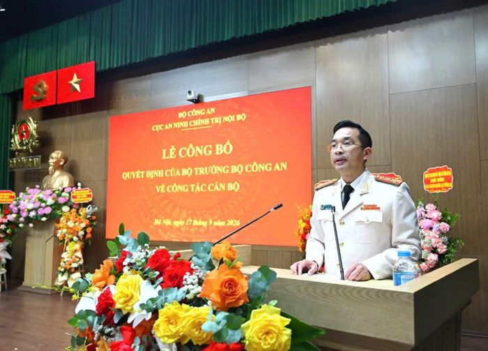 Đại tá Nguyễn Đại Đồng phát biểu nhận nhiệm vụ. Ảnh: Bộ Công an.
