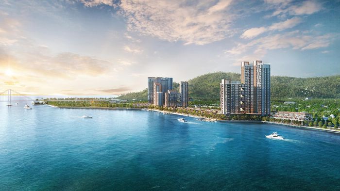 Tháp thương mại dịch vụ Symphony 5 (thuộc quần thể Sun Symphony Residence) được giới đầu tư quan tâm nhờ lợi thế vị trí ven sông Hàn. Ảnh: Sun Property.