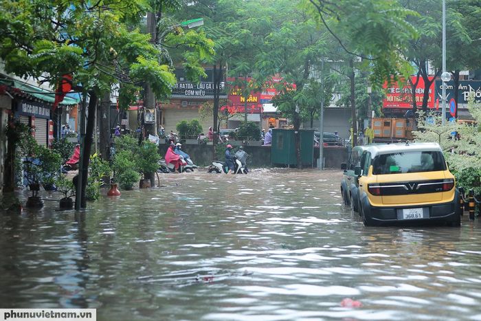 Các xe ô tô nằm im giữa "biển nước"