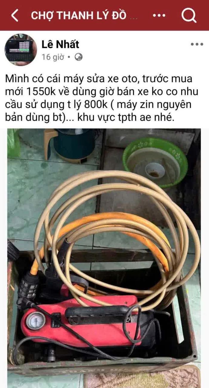 Chiếc máy này đã được rao bán trên “Chợ thanh lý đồ cũ Thanh Hóa”.