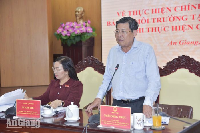 Phó Chủ tịch UBND tỉnh An Giang Ngô Công Thức phát biểu tại buổi làm việc.