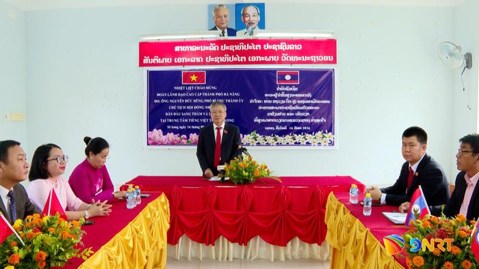Chủ tịch HĐND thành phố Nguyễn Đức Dũng phát biểu tại buổi thăm. Ảnh: HOÀN VŨ - VĂN HÙNG