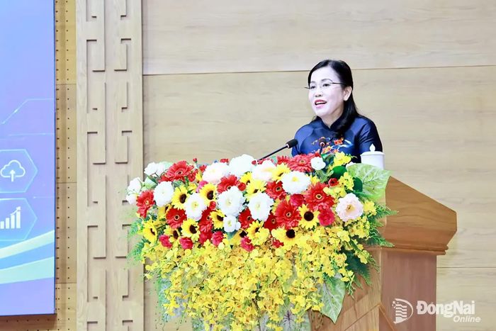 Ủy viên Trung ương Đảng, Ủy viên Ủy ban Thường vụ Quốc hội, Chủ nhiệm Ủy ban Khoa học, Công nghệ và Môi trường của Quốc hội Nguyễn Thanh Hải phát biểu tại hội nghị. Ảnh: Công Nghĩa