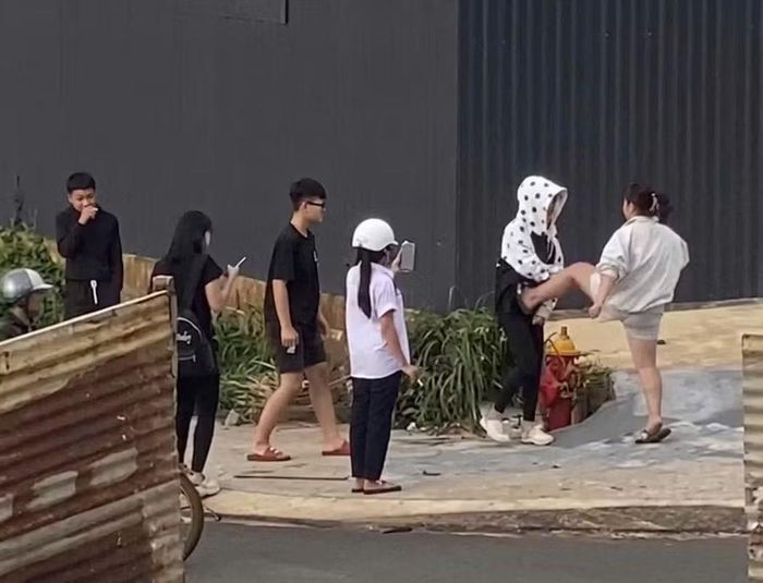 C. đã dùng tay và chân đánh vào người của em T. Ảnh chụp màn hình
