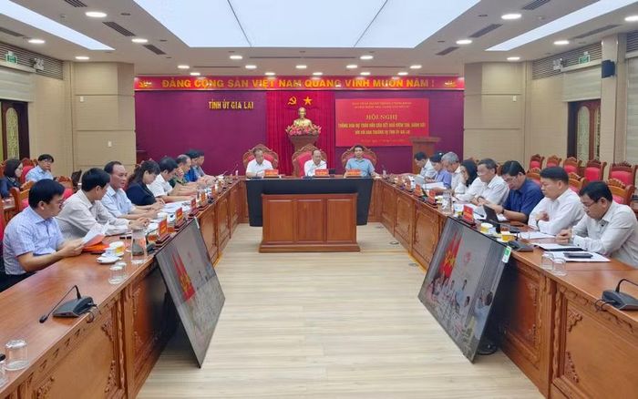Quang cảnh hội nghị tại điểm cầu Tỉnh ủy Gia Lai. Ảnh: Dũng Nhân