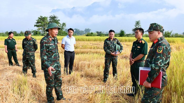 Lãnh đạo Bộ CHQS tỉnh, xã Bình Lư khảo sát thực địa phục vụ phần diễn tập thực binh.