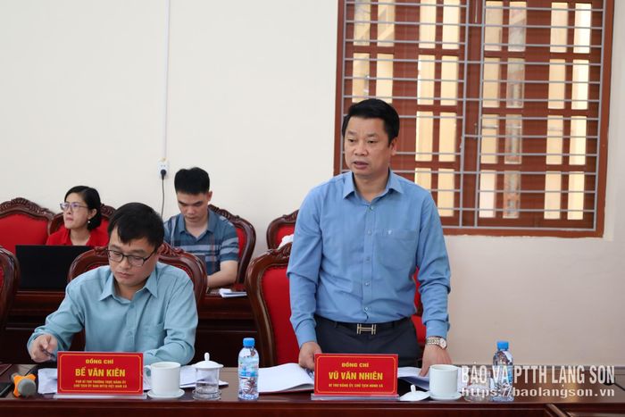 Lãnh đạo Đảng ủy xã Hoàng Văn Thụ phát biểu tại buổi kiểm tra