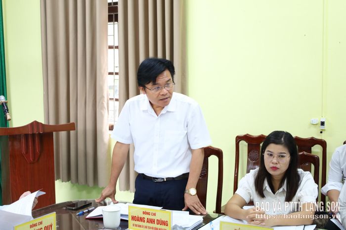 Lãnh đạo Đảng ủy xã Quốc Khánh phát biểu tại buổi kiểm tra