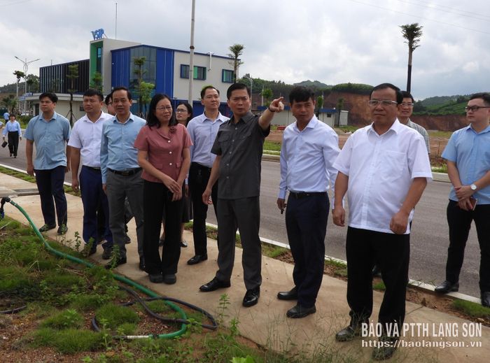 Đồng chí Phó Chủ tịch Thường trực UBND tỉnh kiểm tra thực tế khu vực mặt bằng nhà đầu tư thứ cấp thuê đất tại dự án đầu tư xây dựng và kinh doanh kết cấu hạ tầng khu công nghiệp VSIP Lạng Sơn