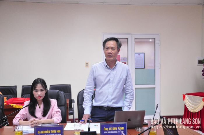 Đại diện lãnh đạo đơn vị tư vấn khảo sát phát biểu tại hội nghị