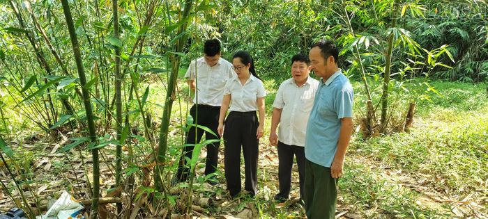 Cán bộ Agribank Chi nhánh Yên Bái kiểm tra hiệu quả sử dụng vay vốn của khách hàng.