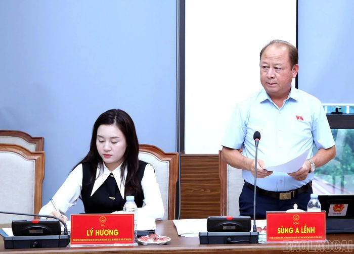 Phó Trưởng Đoàn chuyên trách Đoàn ĐBQH tỉnh Sùng A Lềnh báo cáo kết quả hoạt động quý III, triển khai nhiệm vụ trọng tâm quý IV năm 2026.