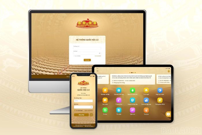 Giao diện ứng dụng Quốc hội số (App Quốc hội 2.0).