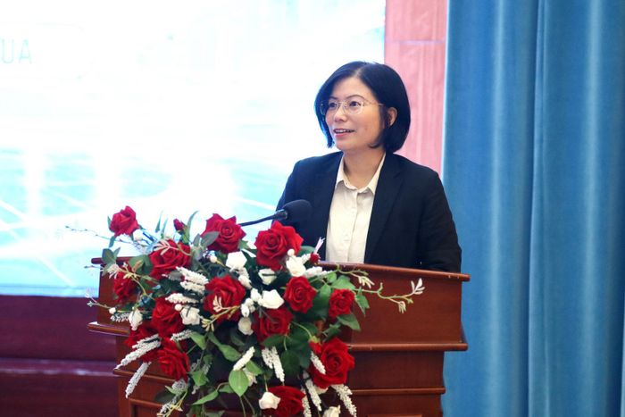 Phó Giám đốc Sở Khoa học và Công nghệ Lâm Đồng Phạm Thị Nhâm phát biểu khai mạc hội nghị