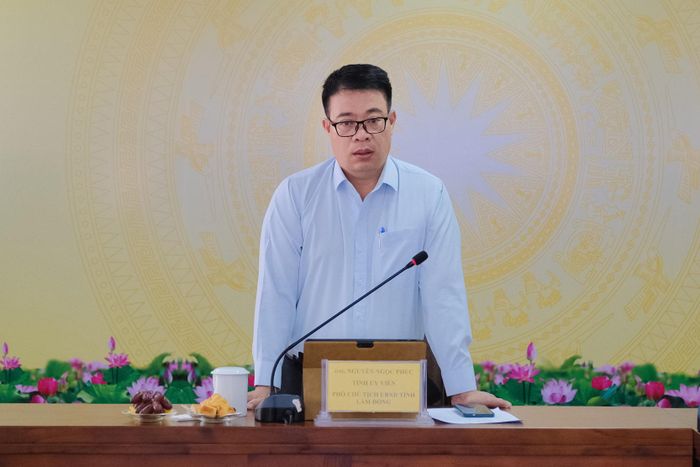 Tỉnh ủy viên, Phó Chủ tịch UBND tỉnh Nguyễn Ngọc Phúc phát biểu chỉ đạo tại buổi làm việc