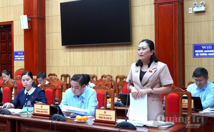 Đồng chí Trần Thị Hoa Ry, Phó Chủ tịch Hội đồng Dân tộc phát biểu tại buổi làm việc - Ảnh: H.Tr