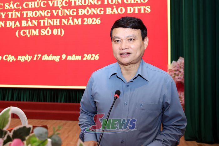 Đồng chí Phó Chủ tịch UBND tỉnh phát biểu tại hội nghị.