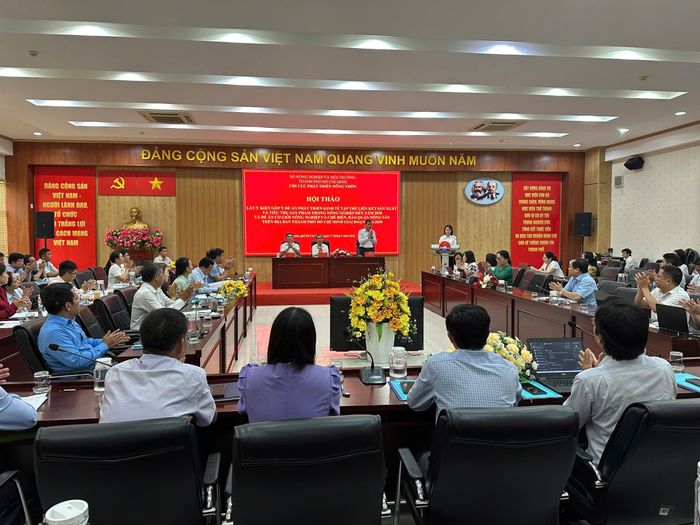 Toàn cảnh hội thảo lấy ý kiến Đề án phát triển kinh tế tập thể, liên kết sản xuất và tiêu thụ sản phẩm trong nông nghiệp đến năm 2030. Ảnh: Mai Khánh