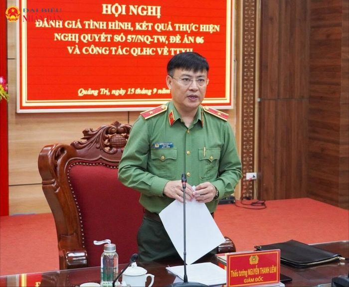 Đại biểu Quốc hội, Giám đốc Công an tỉnh Quảng Trị, Thiếu tướng Nguyễn Thanh Liêm phát biểu kết luận tại Hội nghị