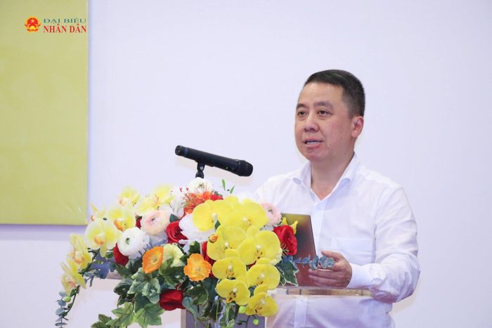 Cục trưởng Cục Chuyển đổi số Lã Hoàng Trung phát biểu. Ảnh: Đắc Trường
