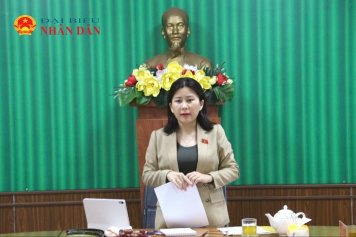 Phó Trưởng đoàn chuyên trách Đoàn ĐBQH tỉnh Lê Đào An Xuân phát biểu tại buổi làm việc với UBND xã Krông Ana