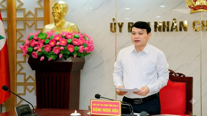 Phó Chủ tịch UBND tỉnh Sơn La Đặng Ngọc Hậu phát biểu tại buổi làm việc.