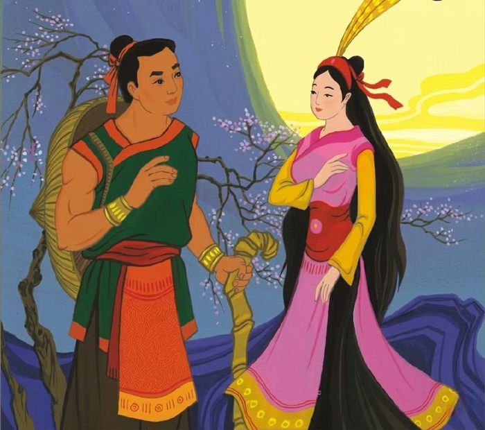 Hình minh họa Chử Đồng Tử và Tiên Dung.