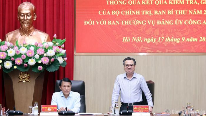 Đồng chí Nguyễn Thanh Nghị đánh giá cao tinh thần trách nhiệm, sự chuẩn bị nghiêm túc của Ban Thường vụ Đảng ủy Công an Trung ương và các đơn vị liên quan.