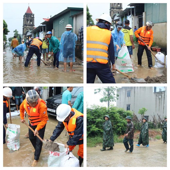 Đội quản lý điện Xuân Mai căng sức trong mưa bão, đảm bảo tuyệt đối an toàn điện khu vực. Phối hợp các lực lượng trong công tác sửa chữa khắc phục sự cố tràn bờ, ngăn nước cho bà con có thêm thời gian bảo vệ tài sản và vật nuôi.