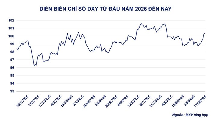Diễn biến chỉ số DXY từ đầu năm 2026 đến nay. Nguồn: MXV