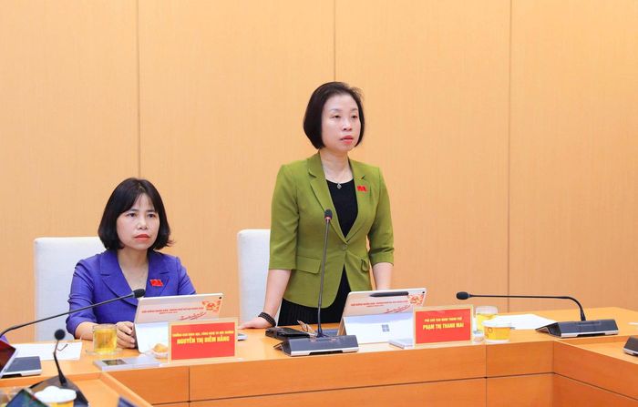 Phó Chủ tịch HĐND thành phố Phạm Thị Thanh Mai phát biểu kết luận buổi làm việc. Ảnh: Lê Hải