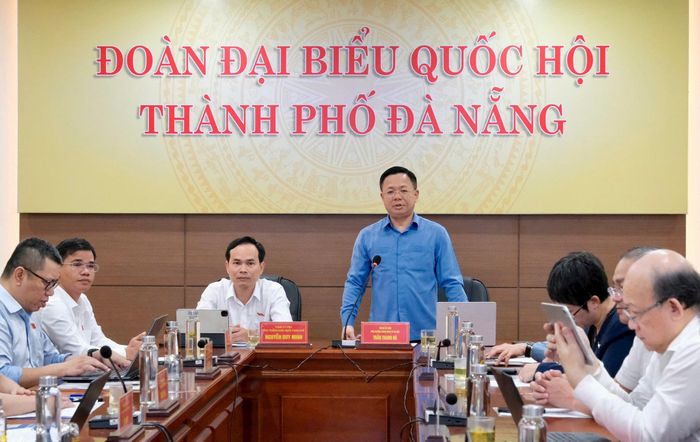 Phó Trưởng đoàn chuyên trách Đoàn đại biểu Quốc hội thành phố Hà Nội Trần Thanh Hà phát biểu. Ảnh: BC