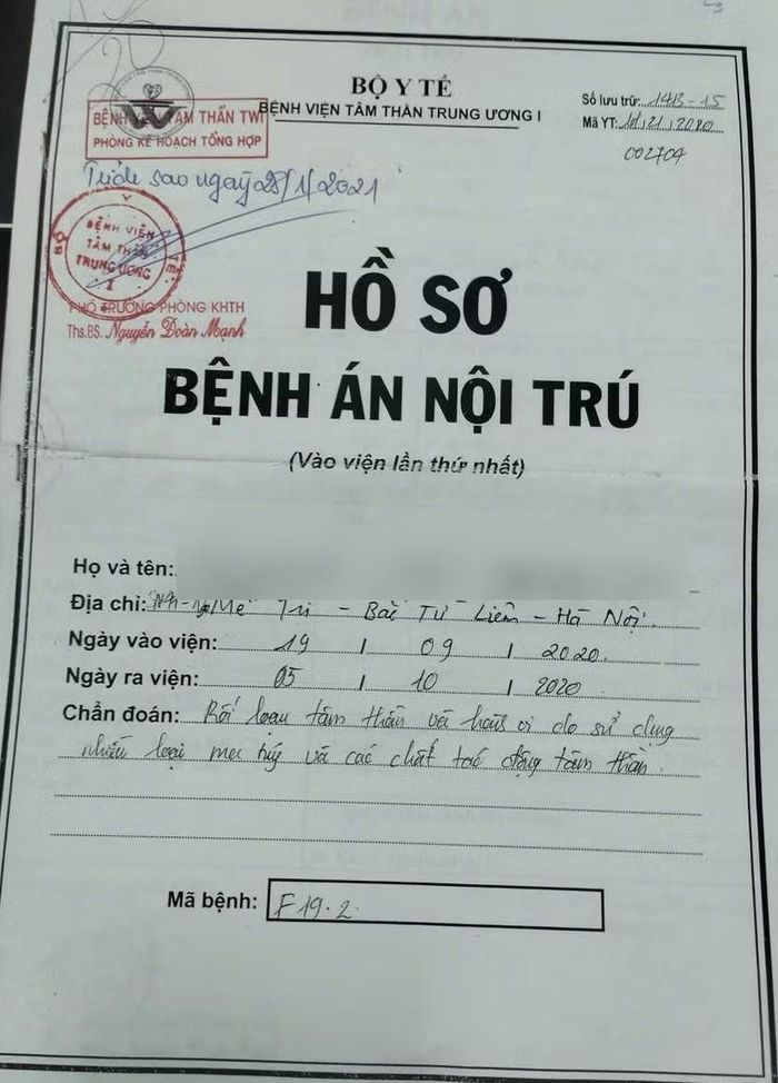 Hồ sơ bệnh án của ông Đ.Q.H