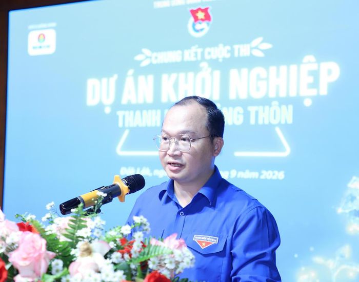 Ông Cảnh Chí Quân, Uỷ viên Ban chấp hành, Phó Trưởng ban Công tác Thanh thiếu nhi Trung ương Đoàn tại vòng chung kết cuộc thi. Ảnh: PV