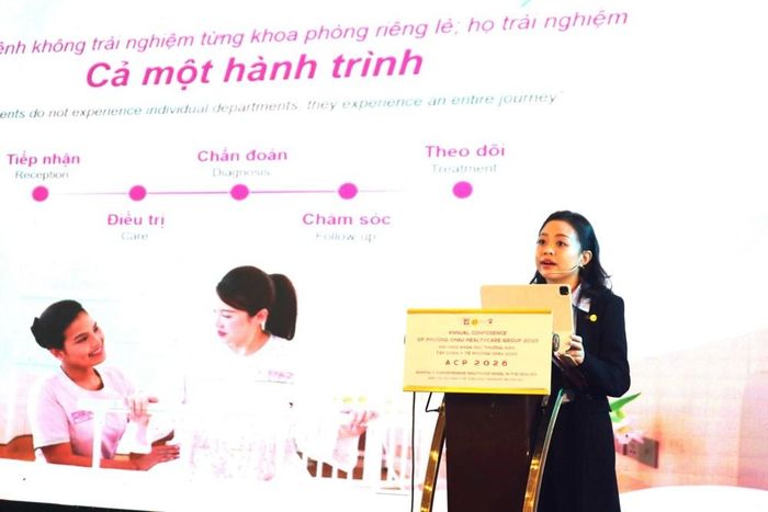 Ths Nguyễn Ngọc Anh Phương, Phó Tổng Giám đốc Tập đoàn Y tế Phương Châu, kiêm Giám đốc Quản lý chất lượng phát biểu