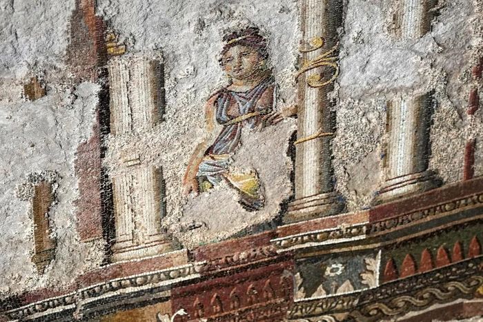 Một phần của bức khảm tường "Great Mosaic" được phát hiện tại quần thể nhiệt tắm Trajan. Ảnh: Internet