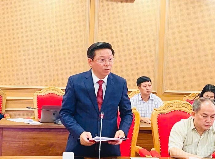 Đồng chí Trần Thanh Lâm phát biểu nhận nhiệm vụ. (Ảnh: QUỲNH CHI)