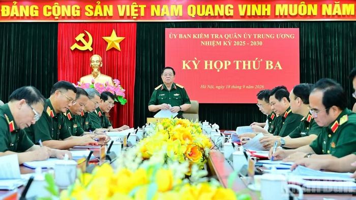 Đại tướng Nguyễn Trọng Nghĩa phát biểu tại kỳ họp. (Ảnh: QUANG PHONG)