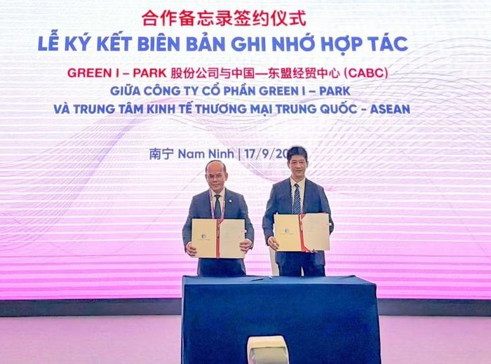 Công ty cổ phần Green i-Park (GiP) ký kết thỏa thuận hợp tác đầu tư với Trung tâm kinh tế thương mại Trung Quốc-ASEAN (CABC). (Ảnh: CTV)