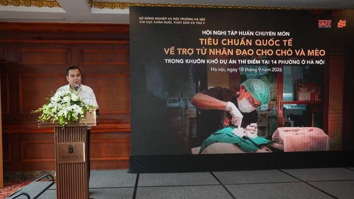 Phó Chi cục trưởng Chi cục Chăn nuôi, Thủy sản và Thú y Hà Nội Ngô Đình Loát phát biểu. (Ảnh: BTC cung cấp)